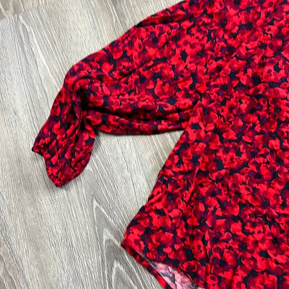 A New Day Women's Red Floral Print Button-Front Blouse - Size XXL - NWT - Picture 5 of 9